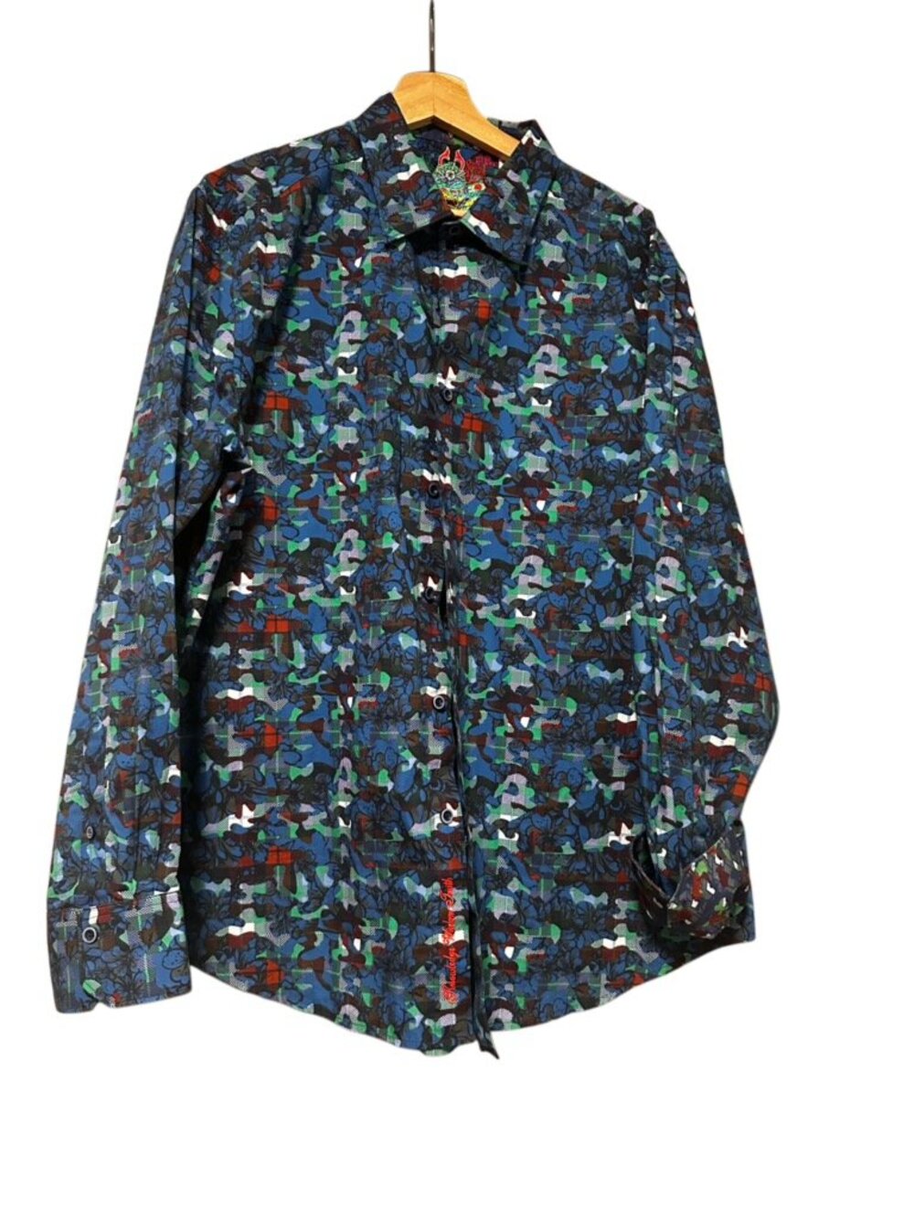 Robert Graham Men’s XXL Classic Fit Blue Multicolor Abstract Floral Shirt